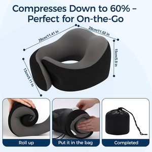 U-shaped <b>Neck</b> <b>Pillow</b> Travel Memory Foam Filled Portable Airplane Car Outdoor Travel <b>Pillow</b> - Product Image 6