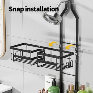 Organizzatore per Doccia in Metallo Nero con Portasapone, Supporto Appendibile per Doccia - Product Image 6