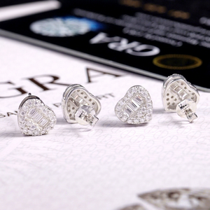 Nouveauté Bijoux pour hommes et femmes Argent sterling 925 Diamant Moissanite VVS Forme de cœur Boucles d'oreilles clous pour la vie hip-hop - Product Image 1