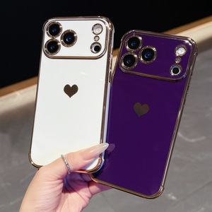 Funda Protectora para Teléfono con Diseño <span class=keywords><strong>de</strong></span> Corazón, Chapado en Oro, TPU Suave, para <span class=keywords><strong>iPhone</strong></span> 17 Pro Max, 16, 15, 14, 13 Pro Max, 14, 16 Plus, 17 Air, Antigolpes - Product Image 3