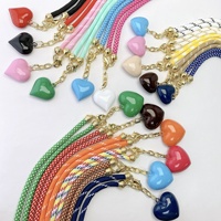 Collier avec pendentif cœur en émail couleur bonbon, en corde de paracorde polyester avec fermoir en laiton, pour femmes et filles, bijoux tendance