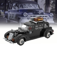 Bloques de Construcción con Temática Gótica de Halloween MOC-241094, Modelo de Coche Limusina Negra Vintage de la Familia Addams para Colección