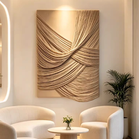 Art mural abstrait géométrique tissé en tissu texturé 3D fait main, style Art Déco, avec cadre en bois personnalisé, peinture à suspendre