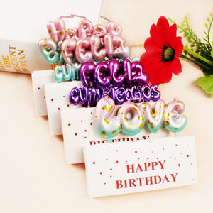 Bougies en forme de lettre Joyeux Anniversaire, dégradé irisé, en cire de soja, décorations d'anniversaire - Product Image 2