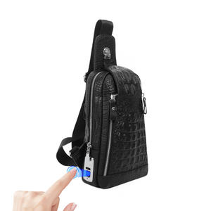 Bolso Bandolera de Cuero Genuino para Negocios, Estilo Mensajero, Negro, Impermeable, Antirrobo, con Bloqueo de Huellas Dactilares, Ligero - Product Image 1