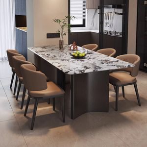 Modern Minimalist Marble Dining <b>Table</b> <b>And</b> <b>Chairs</b> <b>Set</b> Rectangular For <b>Small</b> Apartments Light Luxury High End Design - Product Image 3