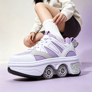도매 WECOO WK9900 패션 LED 라이트 쿼드 롤러 스니커즈 4륜 접이식 어린이 롤러 슈즈 - Product Image 5