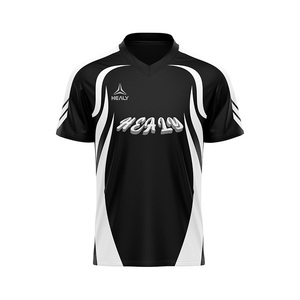 Kaos Olahraga Unisex Lengan Pendek Rajut Anti-Kerut Bernapas dengan Cetak Sublimasi Penuh Custom HEALY dan Logo - Product Image 3