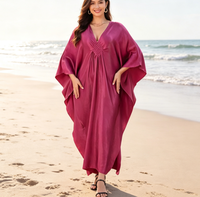 Robe de plage ample musulmane pour femme, vêtement de protection solaire, grande taille, paréo de vacances, couvre-bikini
