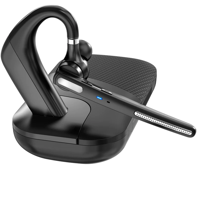 90 Hours Talk Time Single Ear Bluetooth Earpiece Wireless Headset with Noise Cancelling Mic for Cell Phone/ Trucker/driver