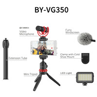 BOYA BY-VG350 Vidéo pour smartphone avec mini trépied, tube d'extension, lumière LED, microphone MM1 pour YouTube, TikTok, Facebook, vlogging