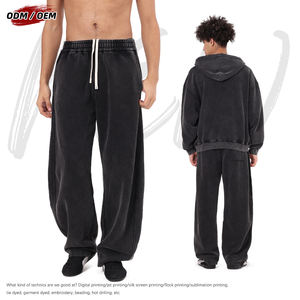 Pantalons de style hivernal, lavage à la neige, polaire 370 grammes, pantalon large vintage batik, pantalon ample, logo personnalisé, pantalon de survêtement, service OEM - Product Image 4