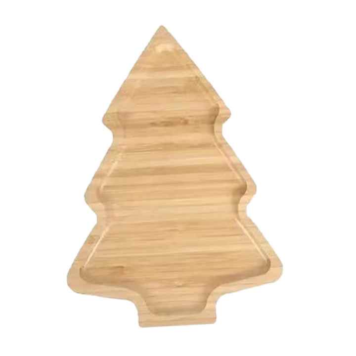 Christmas Decorative Plate Xmas Wood Serving Tray with Ornament Tree Table Decorations for Party Tableware