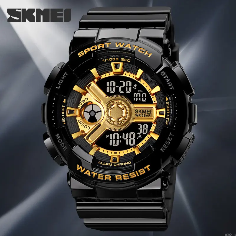 Black Gold Electronic Wrist Watch Sports Watches Analog Quartz Masculino G Style Waterproof Plastic Skmei Led Digital Shock Men