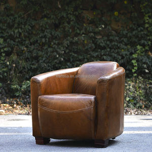 Chaise en cuir véritable rétro vintage marron style aviateur punk style vintage vieilli style britannique - Product Image 4