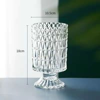 Arrangement de fleurs de salon de style américain de luxe léger à pieds hauts Table à manger décoration de la maison Vase en verre Transparent