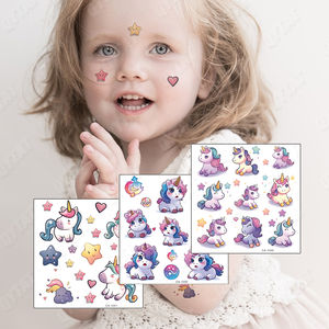 Nouveaux Designs Mignons Papillon Étoiles Lune Animaux Marins Fleur Corps Étanche Coloré Faux Visage Paillettes Enfants Tatouage Temporaire - Product Image 1