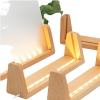 Base lumineuse LED créative en bois de hêtre et caoutchouc, en forme de U, alimentée par USB, support d'affichage à intensité variable, lumières de nuit 3D multicolores à température de couleur réglable