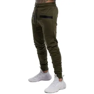 Felpa con cappuccio pesante di vendita calda jogger logo personalizzato pantaloni sportivi da uomo con tasca con cerniera Jogger