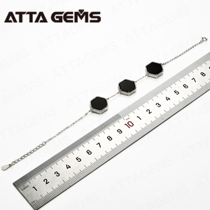 Commercio all'ingrosso Atta <span class=keywords><strong>925</strong></span> Sterling Silver bracciale da <span class=keywords><strong>uomo</strong></span> agata gioielli onice agata bracciale in pietra per le donne - Product Image 3