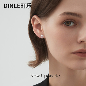 ต่างหูรูปใบโคลเวอร์สี่แฉก Dinle เงินแท้ S925 ดีไซน์โปร่ง สำหรับผู้หญิง สวมใส่ได้ทุกวัน - Product Image 1