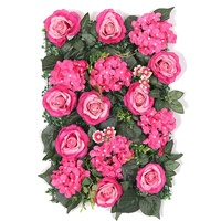 Extérieur mobile mur de fleurs artificielles décoration de mariage toile de fond en soie rose et hortensia panneaux tuiles pour la maison de mariage