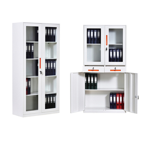 Armoires de classement de bureau en métal avec portes et tiroirs transparents, étagères réglables - Product Image 3