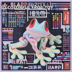 Figurines de grenouilles multicolores en PLA imprimées en 3D transfrontalières, ornements créatifs articulés en forme d'animaux pour cadeaux, jouets amusants pour activités - Product Image 2