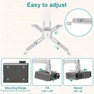 Support de montage mural pour projecteur de <span class=keywords><strong>plafond</strong></span>, universel, compatible avec un angle réglable, hauteur réglable, support de haute qualité - Product Image 3