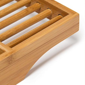 Support et plateau de bain en bambou de style minimaliste ; plateau en bambou multi-compartiments ; respectueux de l'environnement et sain. - Product Image 3
