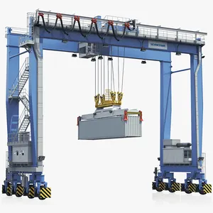 CE Approved Customized Workshop Trackless Mobile Rubber Tyred Gantry Crane With Hoist