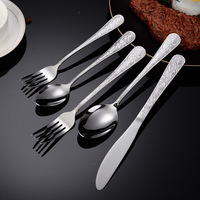 Ensemble de couverts vintage en acier inoxydable avec motif créatif, couteau à steak, fourchette, cuillère, cuillère à dessert pour restaurant et maison
