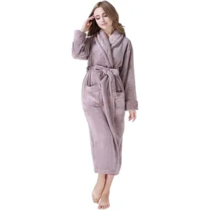 Bathrobe Woman High Quality Home Solid Custom Flannel Fleece Waffle Womens Fleece Bathrobe Women