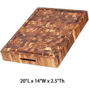 Rectangle Boucher Bloc Planche Noyer Acacia Bois Bloc À Découper En Bois Teck Fin Grain Personnalisé Planche À Découper En Gros