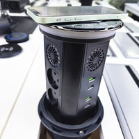 3 Couches Israël WIFI Smart Motorisé Cuisine Plan de travail Pop up Socket avec 6AC Outlet 4 USB Wireless Charging Lifting Tower Socket