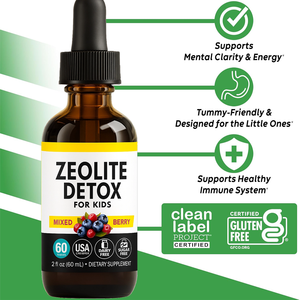 Suplemento Dietético en Gotas para Niños, Zeolita, Extracto de Aloe Vera, Vitaminas, Desintoxicante, Grado Alimenticio, Cultivo Silvestre, en Botella - Product Image 3