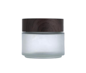 Bouteille en verre givrée noire avec sérigraphie effet bois et bouchon à vis pour masque facial crème, modèle 0214, 30g 100g, sous-emballage - Product Image 2