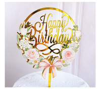 Décorations de gâteau d'anniversaire en fleurs acryliques colorées style Ins, 10-12 cm, pour pâtisserie