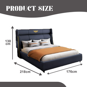 ชุดเตียงคู่หรูหราทันสมัย พร้อมคุณสมบัติปรับเอนและพับได้ ขนาดคิงไซส์ หุ้มหนัง พร้อมที่เก็บของ โครงไม้/โลหะ สำหรับโรงแรมและห้องนอน - Product Image 2