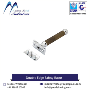 Custom/Madhav Metal Simple Design Double Edge Shaving Safety <b>Razor</b> with Brass Handle and Stainless Steel Blade for <b>Men</b> - Product Image 6
