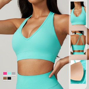 <span class=keywords><strong>Soutien</strong></span>-<span class=keywords><strong>gorge</strong></span> de sport sans bretelles pour femmes, style personnalisé, pour le yoga, avec coussinets amovibles, logo avant écologique, entraînement de fitness en salle de sport - Product Image 2