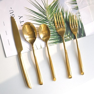 Boda de acero inoxidable biselado con cubertería chapados en oro utensilio de oro cubiertos - Product Image 5