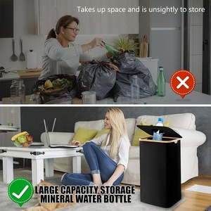 Para <span class=keywords><strong>Amazon</strong></span>, cesta de bambú reciclada, caja de basura de 5L de gran capacidad con tapa tipo prensa, caja de botella duradera plegable para ropa sucia - Product Image 2