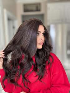 Perruque synthétique ondulée bouclée avec raie latérale libre, résistante à la chaleur, en dentelle 13x4, noir naturel et brun, pour femmes noires - Product Image 2