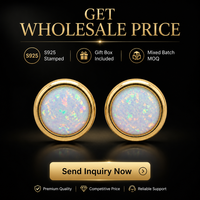 Boucles d'oreilles clous en argent sterling 925 avec opale de feu ronde, opale de laboratoire, hypoallergéniques, cadeau pour elle, vente en gros, Saint-Valentin