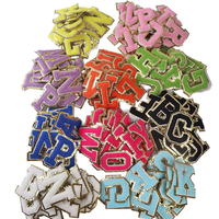 Patchs thermocollants en tissu chenille brodée, autocollants 3D en forme de cœur et de fleur, avec 26 lettres de l'alphabet, en PVC, pour la confection de vêtements