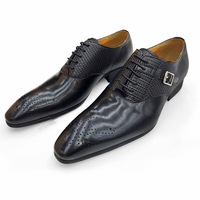 Chaussures Oxford en cuir pour hommes, à lacets, style moderne, pour le bureau, avec boucle métallique