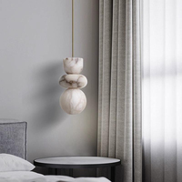 Lustre en albâtre français, luminaire suspendu de luxe en marbre pour chambre à coucher, chevet, villa, salle à manger, bar, couloir, allée