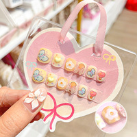 12 Pièces Faux Ongles Enfants à Presser, Mignons Accessoires 3D de Dessins Animés, Ongles Artificiels pour Enfants