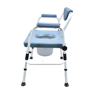 <b>Portable</b> Toilet Chair With <b>Commode</b> Seat And Backrest For Elderly Home Use KDB-601A-B04FT Light Gray - Product Image 4